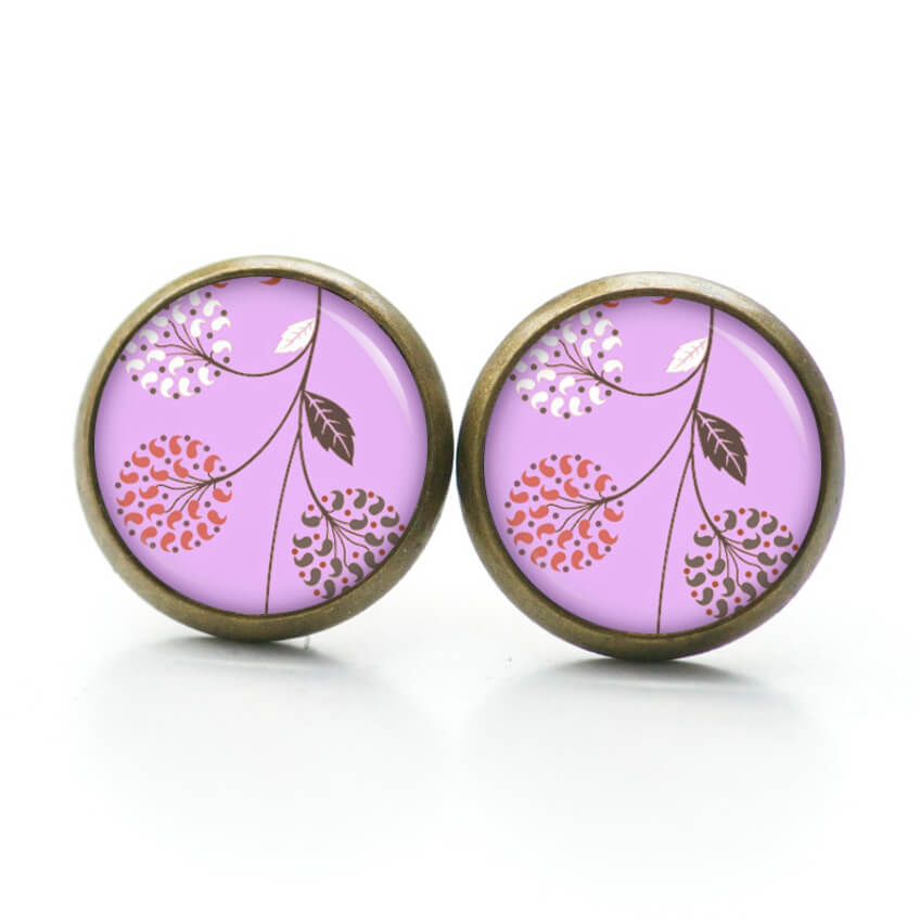 Ohrstecker, Ohrhänger, Clipse & Druckknopf – Motiv Filigrane Wildblumen Violett – Schmuck aus Edelstahl Ohrstecker, Ohrhänger, Clipse & Druckknopf – Motiv Filigrane Wildblumen Violett – Schmuck aus Edelstahl