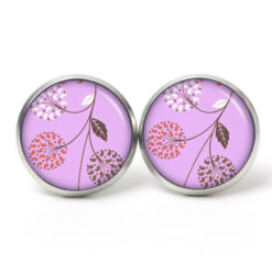 Ohrstecker, Ohrhänger, Clipse & Druckknopf – Motiv Filigrane Wildblumen Violett – Schmuck aus Edelstahl