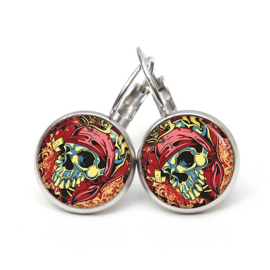 Ohrstecker, Ohrhänger, Clipse & Druckknopf – Motiv Piraten Totenkopf – Schmuck aus Edelstahl Ohrstecker, Ohrhänger, Clipse & Druckknopf – Motiv Piraten Totenkopf – Schmuck aus Edelstahl