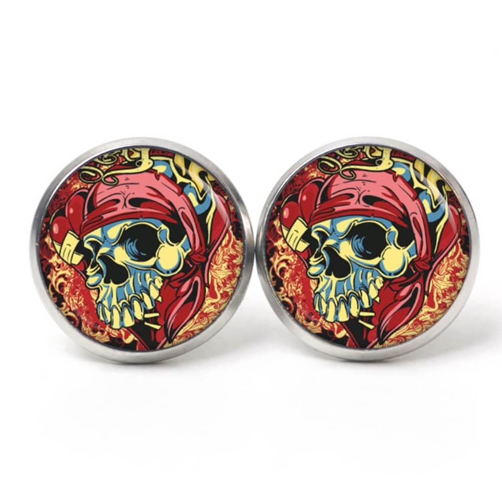 Ohrstecker, Ohrhänger, Clipse & Druckknopf – Motiv Piraten Totenkopf – Schmuck aus Edelstahl Ohrstecker, Ohrhänger, Clipse & Druckknopf – Motiv Piraten Totenkopf – Schmuck aus Edelstahl