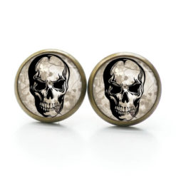 Ohrstecker, Ohrhänger, Clipse & Druckknopf – Motiv schwarzer Totenkopf – Schmuck aus Edelstahl Ohrstecker, Ohrhänger, Clipse & Druckknopf – Motiv schwarzer Totenkopf – Schmuck aus Edelstahl