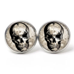 Ohrstecker, Ohrhänger, Clipse & Druckknopf – Motiv schwarzer Totenkopf – Schmuck aus Edelstahl Ohrstecker, Ohrhänger, Clipse & Druckknopf – Motiv schwarzer Totenkopf – Schmuck aus Edelstahl
