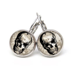 Ohrstecker, Ohrhänger, Clipse & Druckknopf – Motiv schwarzer Totenkopf – Schmuck aus Edelstahl Ohrstecker, Ohrhänger, Clipse & Druckknopf – Motiv schwarzer Totenkopf – Schmuck aus Edelstahl