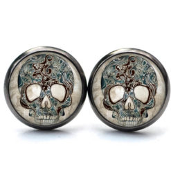 Ohrstecker, Ohrhänger, Clipse & Druckknopf – Motiv Totenkopf Maske – Schmuck aus Edelstahl Ohrstecker, Ohrhänger, Clipse & Druckknopf – Motiv Totenkopf Maske – Schmuck aus Edelstahl