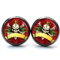 Ohrstecker, Ohrhänger, Clipse & Druckknopf – Motiv Totenkopf mit Knochen – Schmuck aus Edelstahl Ohrstecker, Ohrhänger, Clipse & Druckknopf – Motiv Totenkopf mit Knochen – Schmuck aus Edelstahl