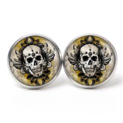Ohrstecker, Ohrhänger, Clipse & Druckknopf – Motiv lachender Totenkopf – Schmuck aus Edelstahl