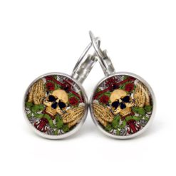 Ohrstecker, Ohrhänger, Clipse & Druckknopf – Motiv betender Totenkopf – Schmuck aus Edelstahl Ohrstecker, Ohrhänger, Clipse & Druckknopf – Motiv betender Totenkopf – Schmuck aus Edelstahl