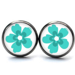 Ohrstecker, Ohrhänger, Clipse & Druckknopf – Motiv große türkise Blume – Schmuck aus Edelstahl Ohrstecker, Ohrhänger, Clipse & Druckknopf – Motiv große türkise Blume – Schmuck aus Edelstahl