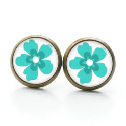 Ohrstecker, Ohrhänger, Clipse & Druckknopf – Motiv große türkise Blume – Schmuck aus Edelstahl Ohrstecker, Ohrhänger, Clipse & Druckknopf – Motiv große türkise Blume – Schmuck aus Edelstahl