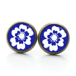 Ohrstecker, Ohrhänger, Clipse & Druckknopf – Motiv große dunkelblaue Blume – Schmuck aus Edelstahl Ohrstecker, Ohrhänger, Clipse & Druckknopf – Motiv große dunkelblaue Blume – Schmuck aus Edelstahl