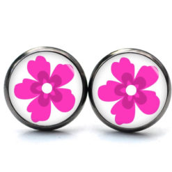 Ohrstecker, Ohrhänger, Clipse & Druckknopf – Motiv große pinke rosa Blume – Schmuck aus Edelstahl Ohrstecker, Ohrhänger, Clipse & Druckknopf – Motiv große pinke rosa Blume – Schmuck aus Edelstahl