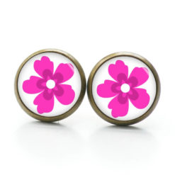 Ohrstecker, Ohrhänger, Clipse & Druckknopf – Motiv große pinke rosa Blume – Schmuck aus Edelstahl Ohrstecker, Ohrhänger, Clipse & Druckknopf – Motiv große pinke rosa Blume – Schmuck aus Edelstahl
