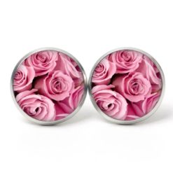 Ohrstecker, Ohrhänger, Clipse & Druckknopf – Motiv Rosa Rosen Blumenstrauß Muttertag – Schmuck aus Edelstahl