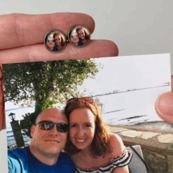 Druckknopf mit deinem Foto personalisiert – Edelstahl Ohrstecker / Ohrhänger mit eigenem Foto Bild personalisieren - Edelstahl