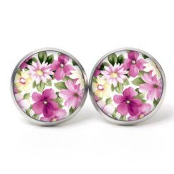 Ohrstecker, Ohrhänger, Clipse & Druckknopf – Motiv Tolle violette Blumen – Schmuck aus Edelstahl