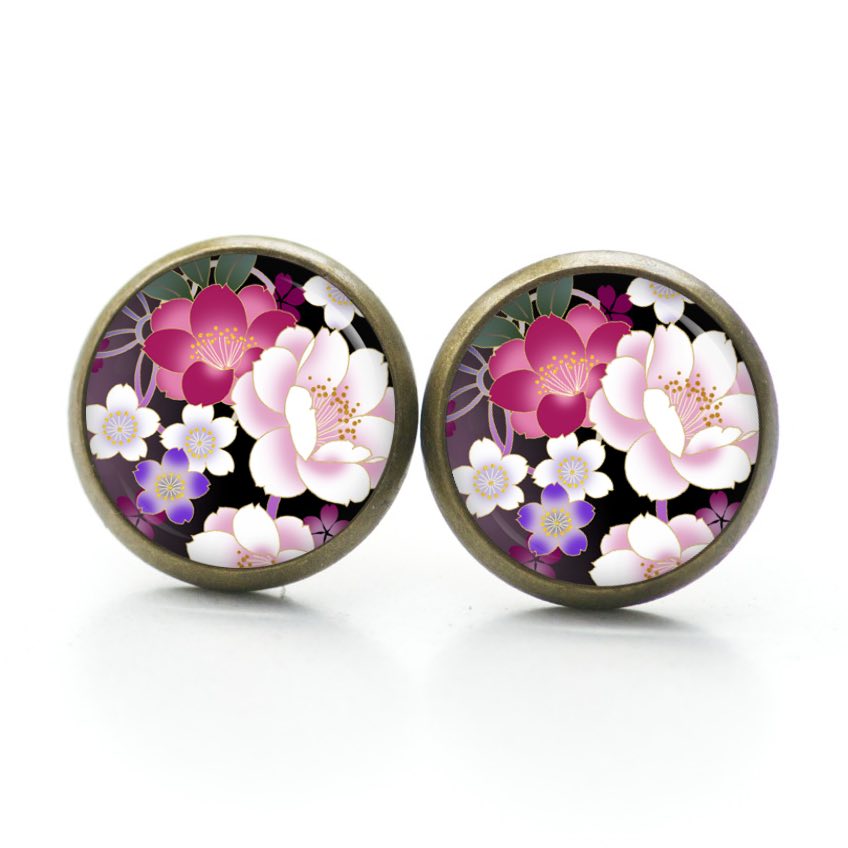 Ohrstecker, Ohrhänger, Clipse & Druckknopf – Motiv Gezeichnete rosa Rosen – Schmuck aus Edelstahl Ohrstecker, Ohrhänger, Clipse & Druckknopf – Motiv Gezeichnete rosa Rosen – Schmuck aus Edelstahl