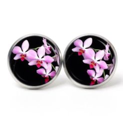Ohrstecker, Ohrhänger, Clipse & Druckknopf – Motiv Rosa Orchideen – Schmuck aus Edelstahl