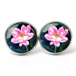 Ohrstecker, Ohrhänger, Clipse & Druckknopf – Motiv Rosa Rose Seerose – Schmuck aus Edelstahl