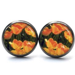 Druckknopf Ohrstecker Ohrhänger Clipse orange Tulpen