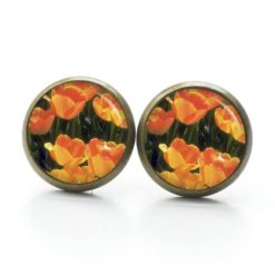 Druckknopf Ohrstecker Ohrhänger Clipse orange Tulpen