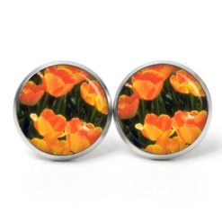 Druckknopf Ohrstecker Ohrhänger Clipse orange Tulpen