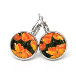 Druckknopf Ohrstecker Ohrhänger Clipse orange Tulpen
