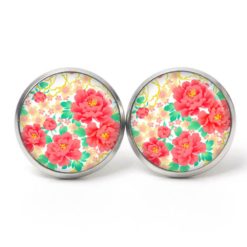 Ohrstecker, Ohrhänger, Clipse & Druckknopf – Motiv Große rote Rosen – Schmuck aus Edelstahl