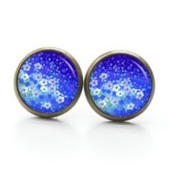 Ohrstecker, Ohrhänger, Clipse & Druckknopf – Motiv Blaues Blumen Meer – Schmuck aus Edelstahl Ohrstecker, Ohrhänger, Clipse & Druckknopf – Motiv Blaues Blumen Meer – Schmuck aus Edelstahl