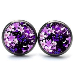 Ohrstecker, Ohrhänger, Clipse & Druckknopf – Motiv Rosa violette Blumen – Schmuck aus Edelstahl Ohrstecker, Ohrhänger, Clipse & Druckknopf – Motiv Rosa violette Blumen – Schmuck aus Edelstahl