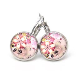 Ohrstecker, Ohrhänger, Clipse & Druckknopf – Motiv Zartes rosa Blumen Muster – Schmuck aus Edelstahl Ohrstecker, Ohrhänger, Clipse & Druckknopf – Motiv Zartes rosa Blumen Muster – Schmuck aus Edelstahl