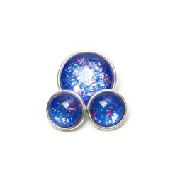 Druckknopf handbemalt in blau mit pinken und türkisem Glitzer für Druckknopfschmuck Druckknopf handbemalt in blau mit pinken und türkisem Glitzer für Druckknopfschmuck