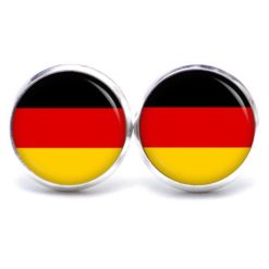 Ohrstecker, Ohrhänger, Clipse & Druckknopf - Motiv deutsche Flagge Fahne Fußball EM WM  - Schmuck aus Edelstahl