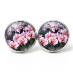 Ohrstecker, Ohrhänger, Clipse & Druckknopf – Motiv Zarte rosa Orchideen – Schmuck aus Edelstahl