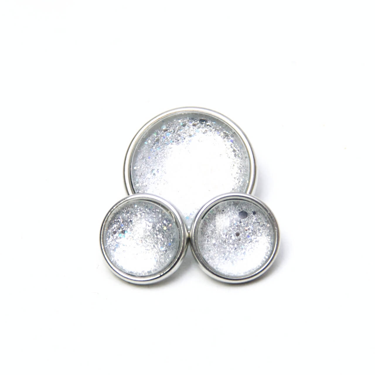 Druckknopf handbemalt silber schimmernd für Druckknopfschmuck Druckknopf handbemalt silber schimmernd für Druckknopfschmuck