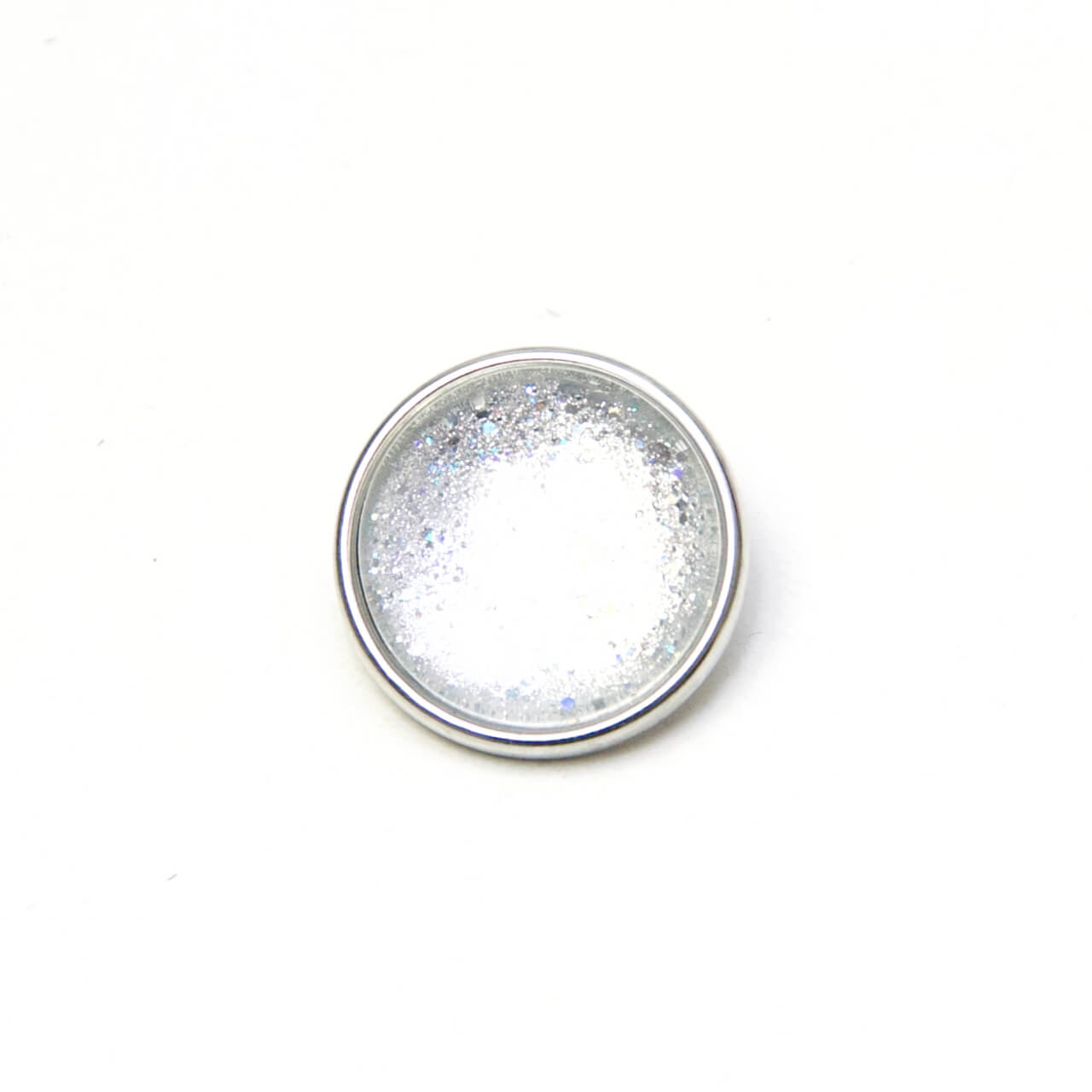 Druckknopf handbemalt silber schimmernd für Druckknopfschmuck Druckknopf handbemalt silber schimmernd für Druckknopfschmuck