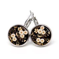 Druckknopf Ohrstecker Ohrhänger Clipse gelbe Blumen auf schwarz Druckknopf Ohrstecker Ohrhänger Clipse gelbe Blumen auf schwarz