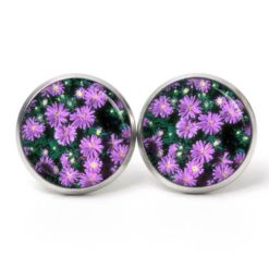Ohrstecker, Ohrhänger, Clipse & Druckknopf – Motiv Viele kleine violette Blumen – Schmuck aus Edelstahl