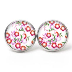 Ohrstecker, Ohrhänger, Clipse & Druckknopf – Motiv Zarte rosa und rote Blumen – Schmuck aus Edelstahl