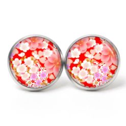 Ohrstecker, Ohrhänger, Clipse & Druckknopf – Motiv Wilde rote und rosa Blumen – Schmuck aus Edelstahl