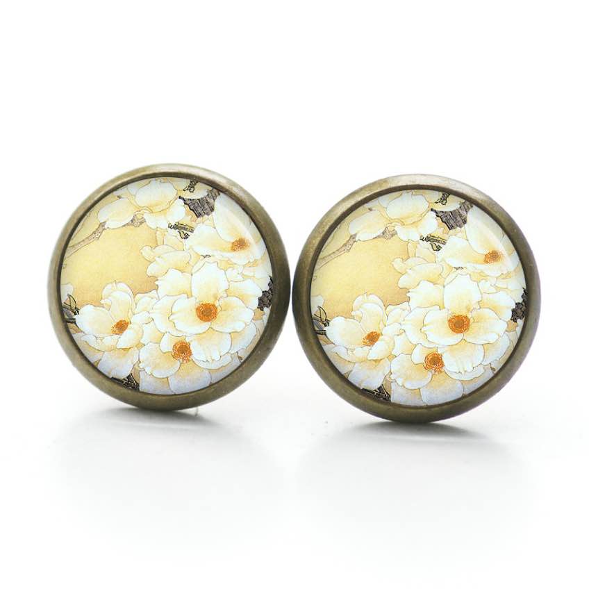 Ohrstecker, Ohrhänger, Clipse & Druckknopf – Motiv Gezeichnete gelbe Blumen – Schmuck aus Edelstahl Ohrstecker, Ohrhänger, Clipse & Druckknopf – Motiv Gezeichnete gelbe Blumen – Schmuck aus Edelstahl