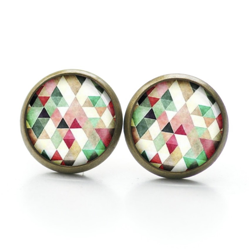 Druckknopf Ohrstecker Ohrhänger Clipse bunt farbenfroh Mosaik Mandala Rauten Kaleidoskop Druckknopf Ohrstecker Ohrhänger Clipse bunt farbenfroh Mosaik Mandala Rauten Kaleidoskop