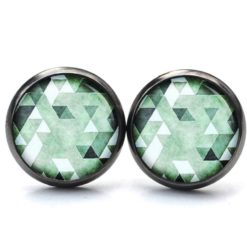 Druckknopf Ohrstecker Ohrhänger Clipse grün Mosaik Mandala Rauten Kaleidoskop Druckknopf Ohrstecker Ohrhänger Clipse grün Mosaik Mandala Rauten Kaleidoskop