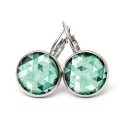 Druckknopf Ohrstecker Ohrhänger Clipse grün Mosaik Mandala Rauten Kaleidoskop Druckknopf Ohrstecker Ohrhänger Clipse grün Mosaik Mandala Rauten Kaleidoskop