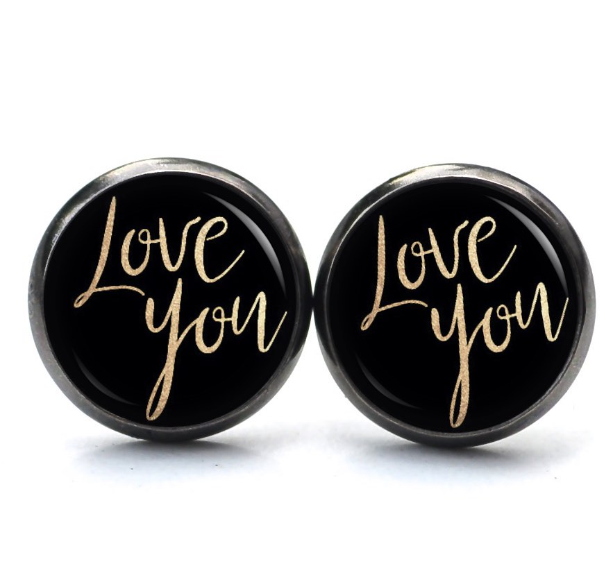 Druckknopf Ohrstecker Ohrhänger Clipse Love you Liebe dich Valentinstag Druckknopf Ohrstecker Ohrhänger Clipse Love you Liebe dich Valentinstag