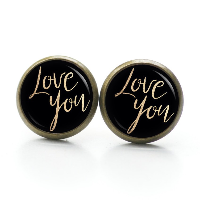 Druckknopf Ohrstecker Ohrhänger Clipse Love you Liebe dich Valentinstag Druckknopf Ohrstecker Ohrhänger Clipse Love you Liebe dich Valentinstag
