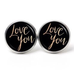 Druckknopf Ohrstecker Ohrhänger Clipse Love you Liebe dich Valentinstag