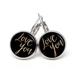 Druckknopf Ohrstecker Ohrhänger Clipse Love you Liebe dich Valentinstag Druckknopf Ohrstecker Ohrhänger Clipse Love you Liebe dich Valentinstag