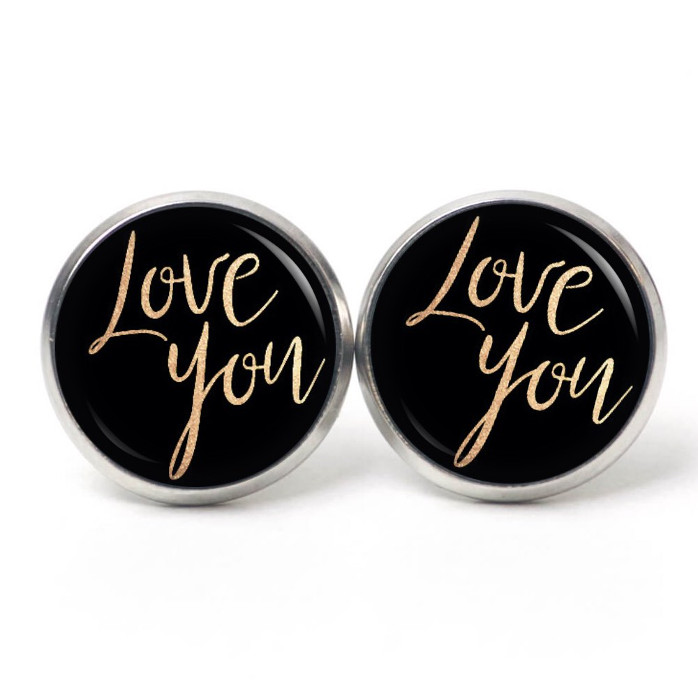 Druckknopf Ohrstecker Ohrhänger Clipse Love you Liebe dich Valentinstag Druckknopf Ohrstecker Ohrhänger Clipse Love you Liebe dich Valentinstag