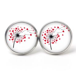 Druckknopf Ohrstecker Ohrhänger Clipse Pusteblume Löwenzahn mit Herzen