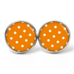 Druckknopf Ohrstecker Ohrhänger Clipse orange mit weißen Tupfen Punkten Polka Dots